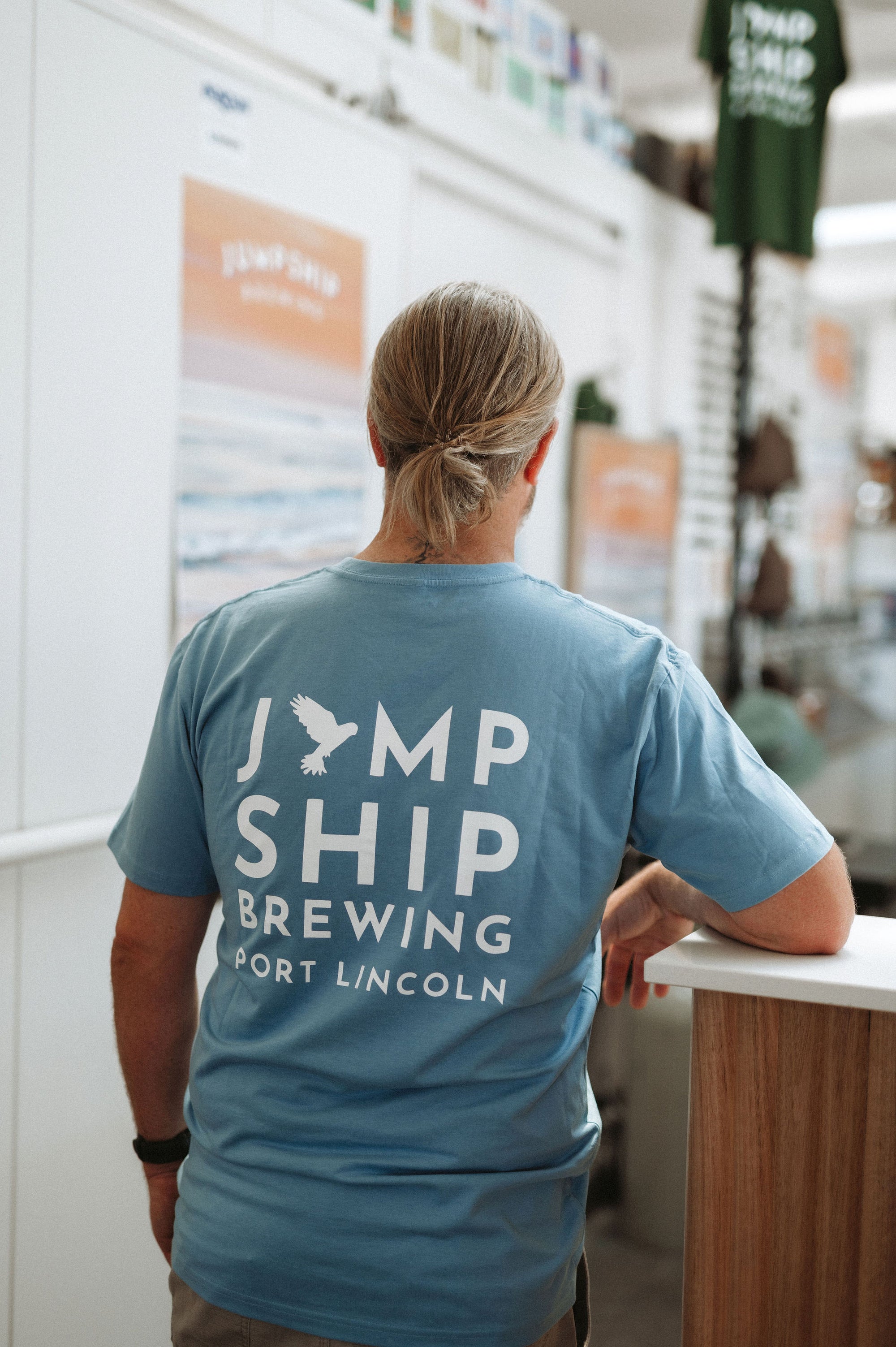 Jump Ship Brewing Block Tee Blue