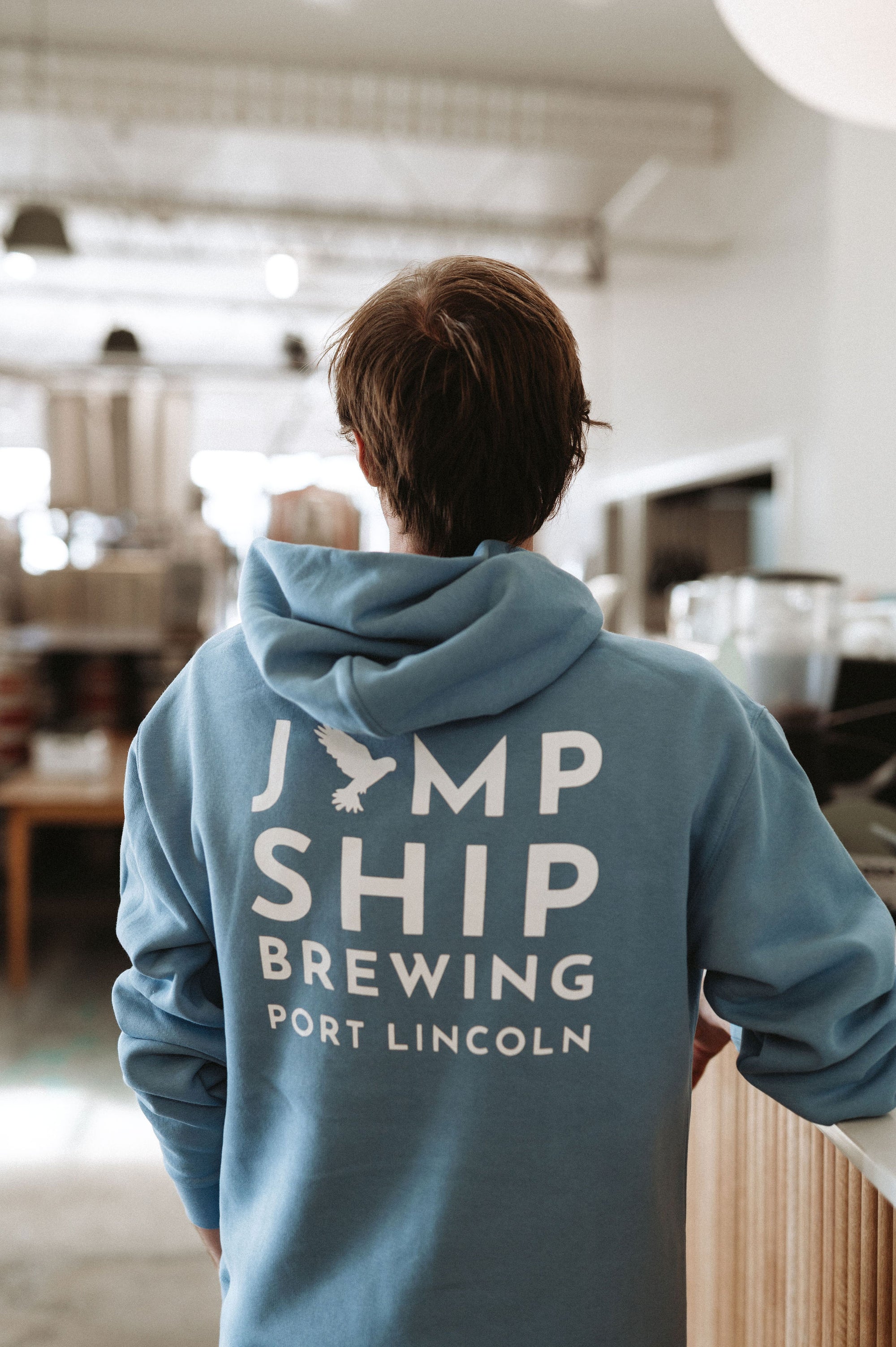 Jump Ship Brewing Block Blue Hood